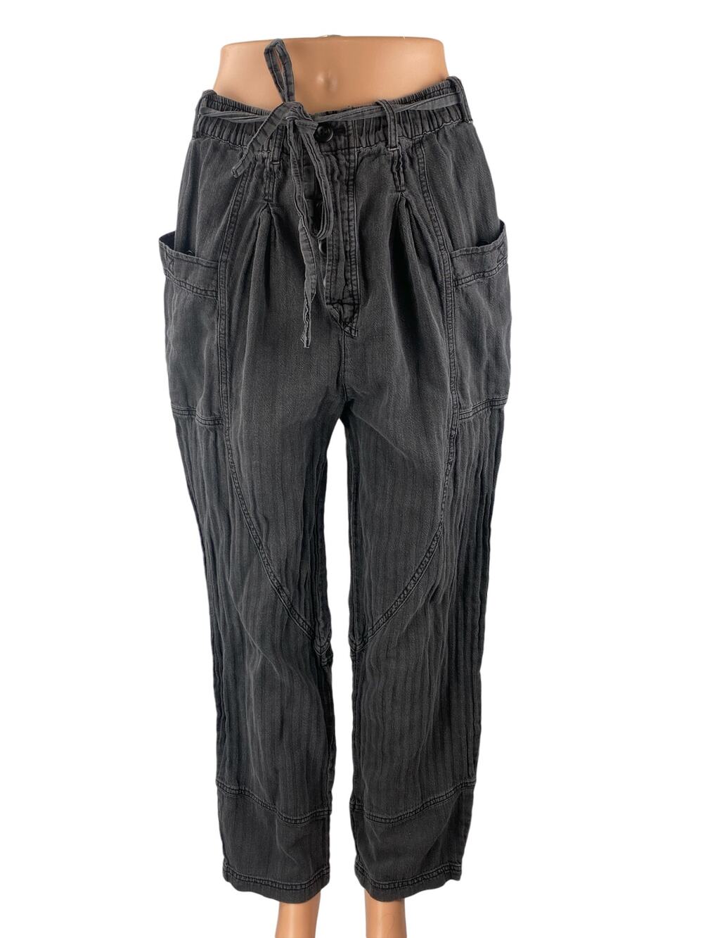 Free People Livin' In The City Belted High Rise Baggy Cargo Trousers Pants Sz S